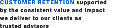Customer retention supported by the consistent value and impact we deliver to our clients as trusted advisors 