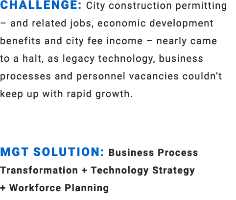 Challenge: City construction permitting – and related jobs, economic development benefits and city fee income – nearl...