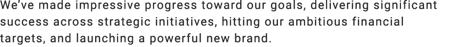 We’ve made impressive progress toward our goals, delivering significant success across strategic initiatives, hitting...