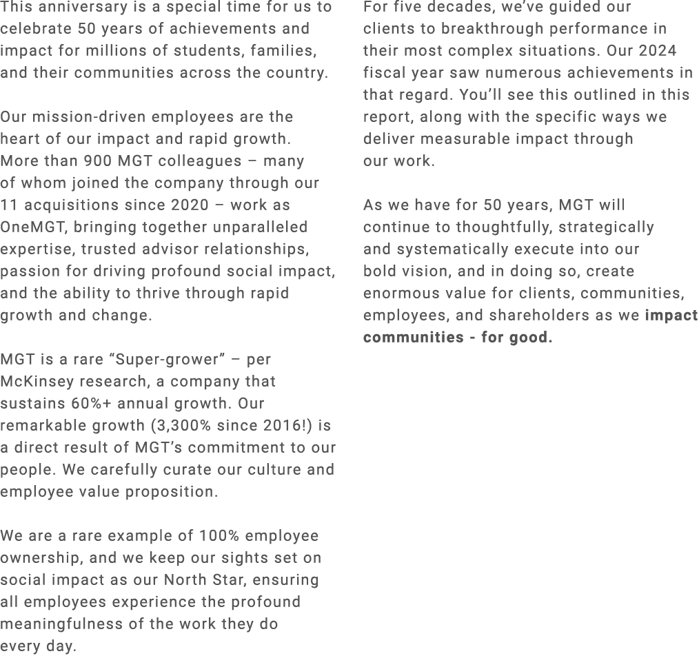 This anniversary is a special time for us to celebrate 50 years of achievements and impact for millions of students, ...