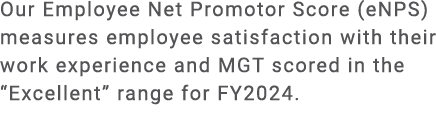 Our Employee Net Promotor Score (eNPS) measures employee satisfaction with their work experience and MGT scored in th...