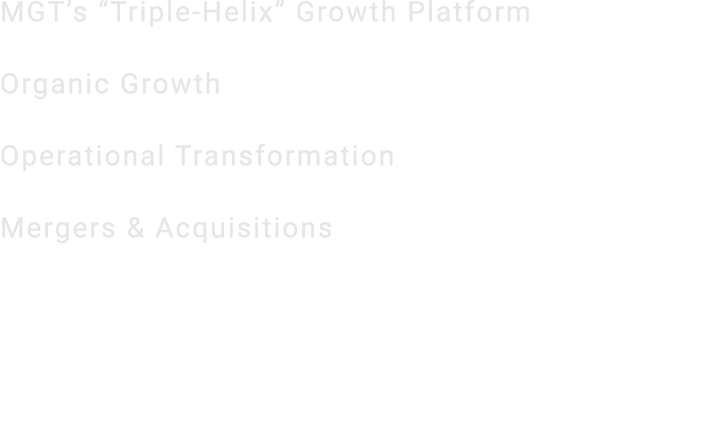 MGT’s “Triple Helix” Growth Platform Organic Growth Operational Transformation Mergers & Acquisitions 