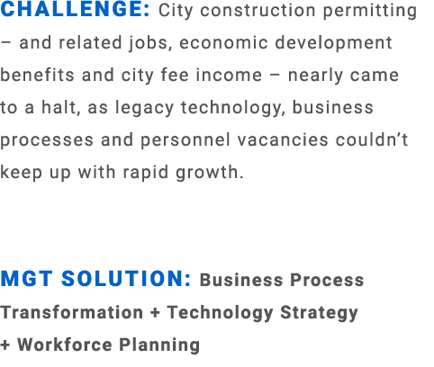 Challenge: City construction permitting – and related jobs, economic development benefits and city fee income – nearl...