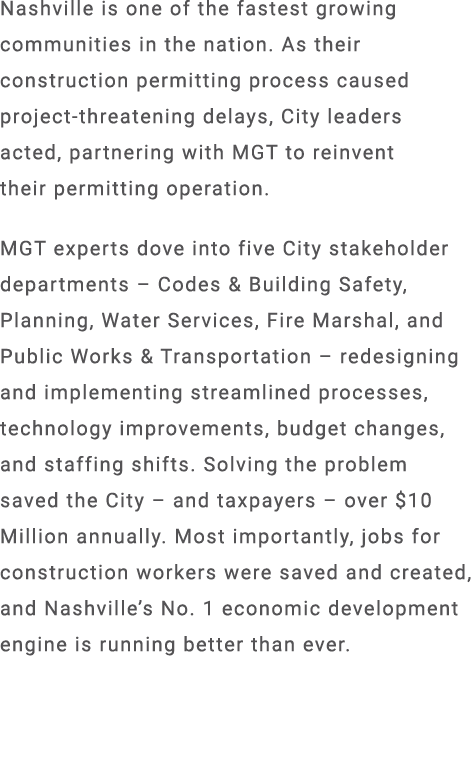 Nashville is one of the fastest growing communities in the nation. As their construction permitting process caused pr...