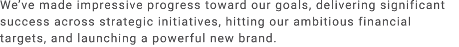 We’ve made impressive progress toward our goals, delivering significant success across strategic initiatives, hitting...